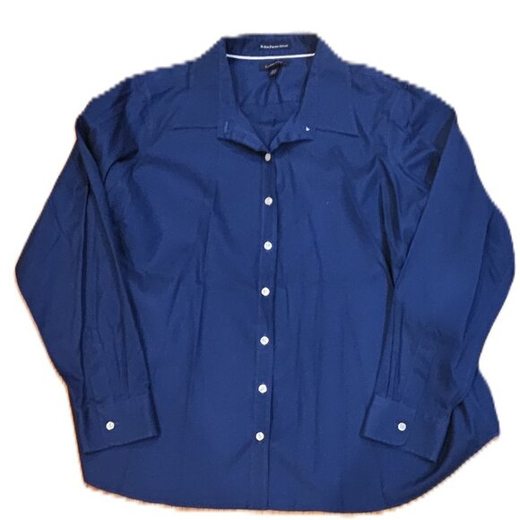 26W Lands End No Iron Pinpoint Oxford -Saphire Blue - Picture 1 of 4